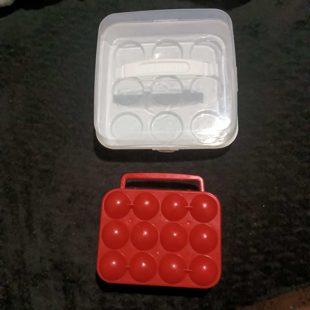 Portable Red Egg Holder And Cupcake Container